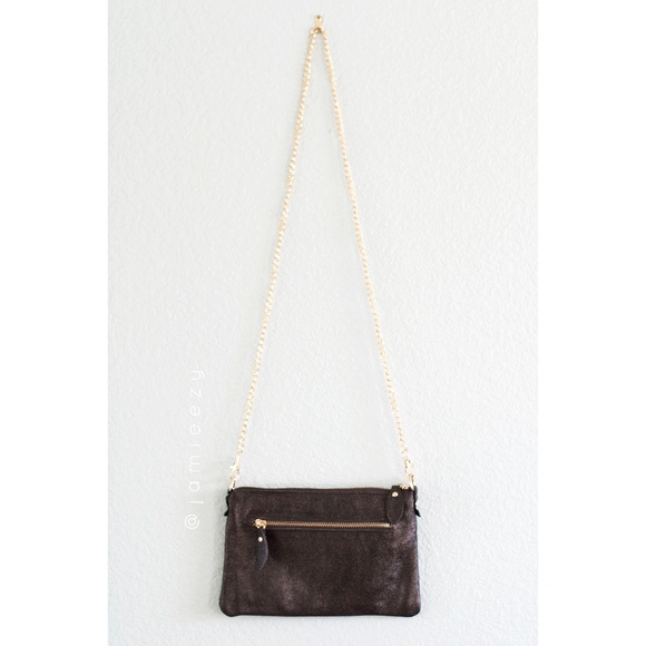 Handbags - Coated Leather Crossbody Clutch Bag